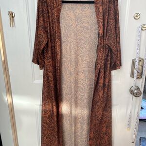 Brown and Tan Patterned Kimono